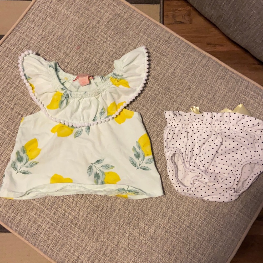 Lemon and polka dot matching set